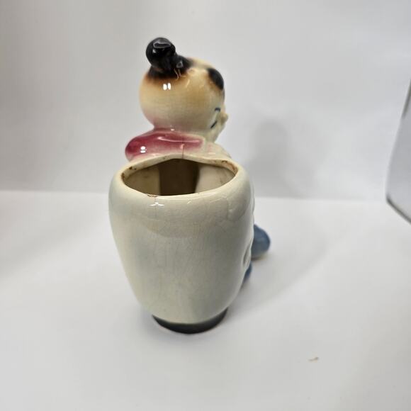 Vintage Royal Copley Sitting Boy Planter Pot Mid-Century Ceramic - Picture 4 of 7